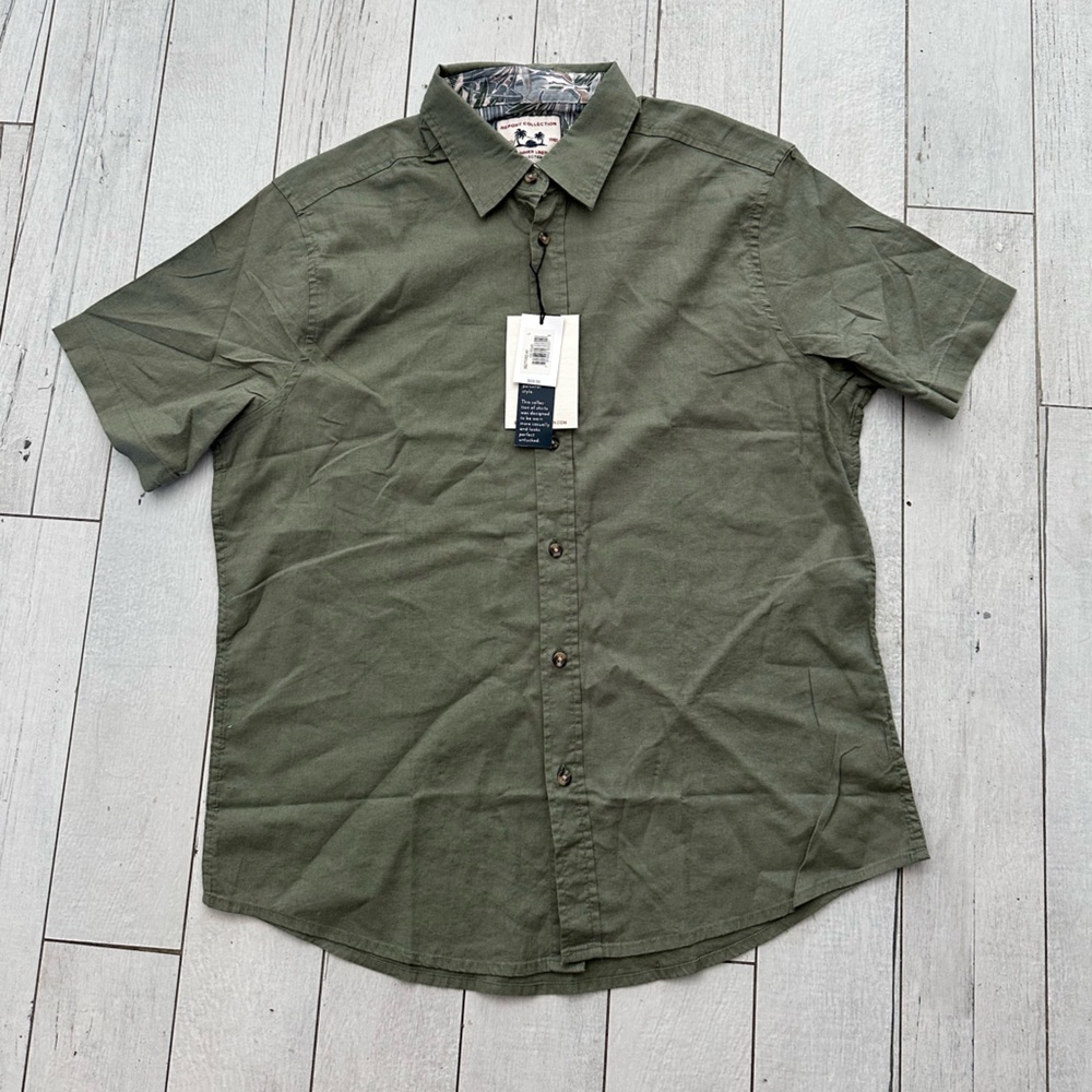 Report Collection Olive Green Casual Button Down Shirt